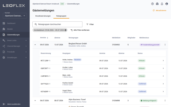LeoFlex – elektronische Gästemeldungen für Reisegruppen
